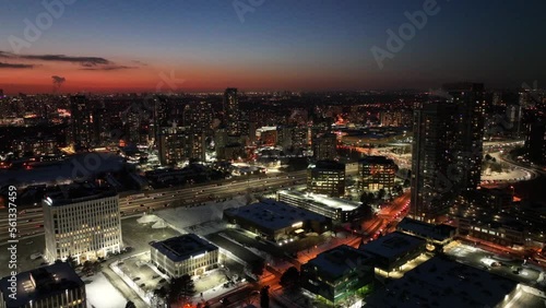 Wallpaper Mural Aerial cinematic Fairview mall DVP 401 sunset 4 Torontodigital.ca