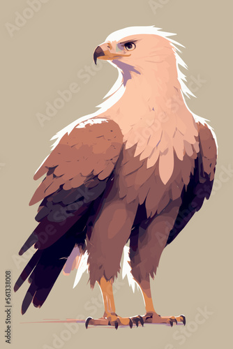 Eagle vector art drawing. Beautiful hand drawn american eagle. Majestic bird with big wings and feathers. Symbol of freedom. Powerful winged animal. Predator hawk. Colorful poster. Cartoon claws.