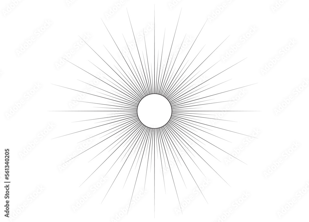 Simple sunburst black design. Black sunburst vector design. Black sun flares vector.