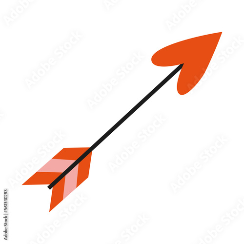 Arrow with a heart shaped tip, cartoon style. Valentine's Day concept. Trendy modern vector illustration isolated on white background, hand drawn, flat