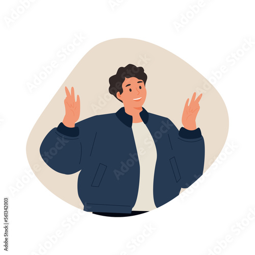 Young smiling man avatar. Vector people character illustration. Cartoon minimal style