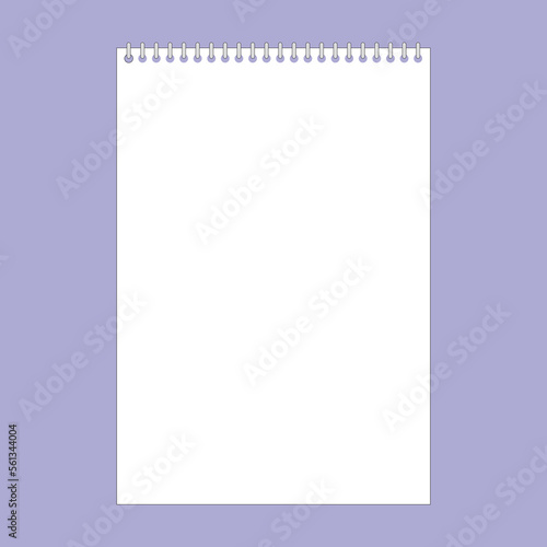 Notebook pages with wire binding, realistic paper sheets. Empty school notepad page, memo note sheet with spiral binders