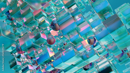 Foto Sci fi technology background, Abstract cubic pattern, 3d solid geometry, geometr