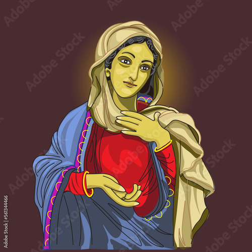 illustration of the graceful and beautiful Mother Mary

