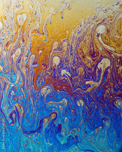 Close up abstract soap film mixture background