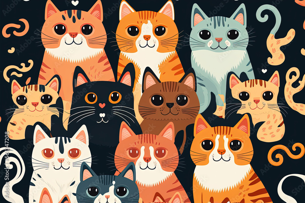 Seamless Cats Background Seamless Cats Background