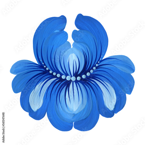 Ukrainian folk art of Petrykivka blue flower