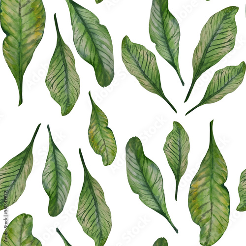 Leaves pattern. Elements in watercolor style © Art Umka