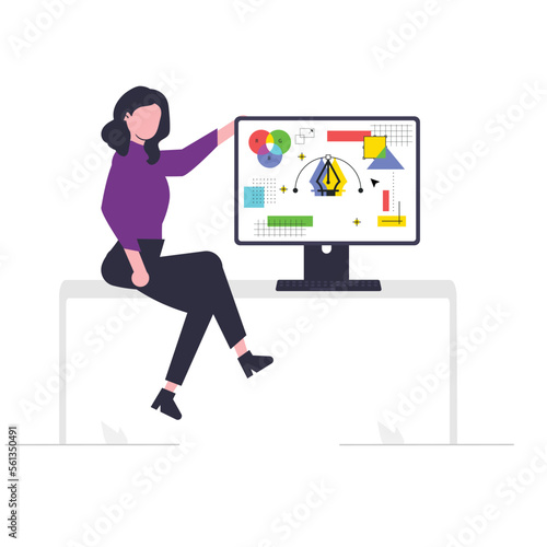 a girl as a graphic designer