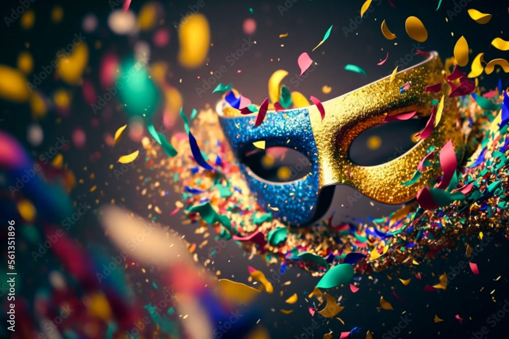 Brazilian carnival glitter mask. Generative Ai