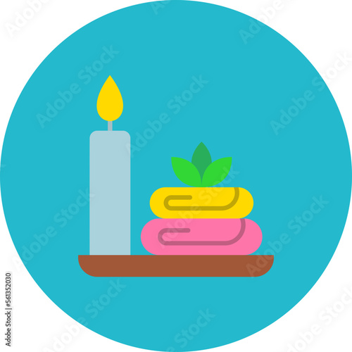 Spa Multicolor Circle Flat Icon