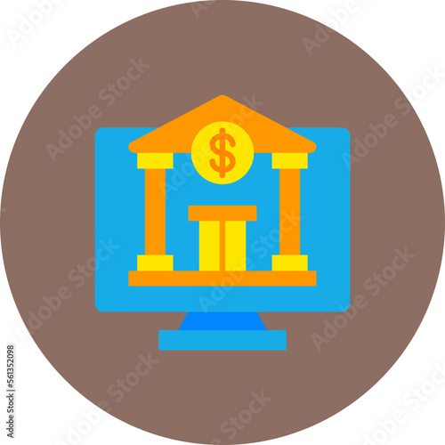 Online Banking Multicolor Circle Flat Icon