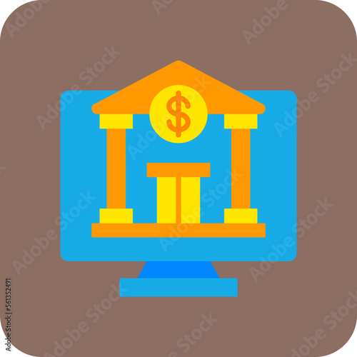 Online Banking Multicolor Round Corner Flat Icon