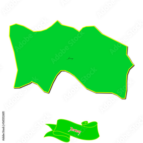 Vector map of Jersey with subregions in green country name in red photo