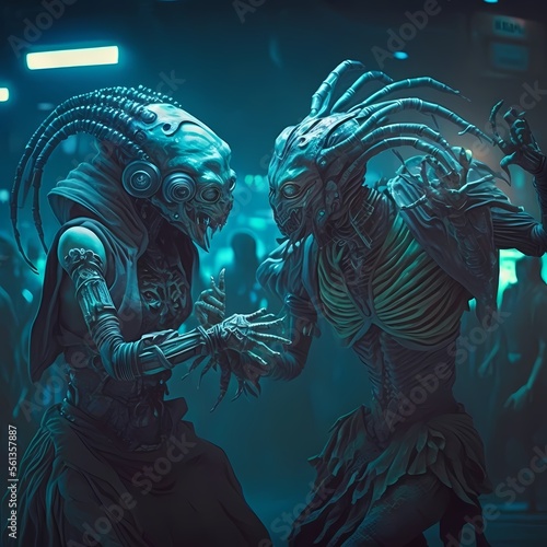 Two Scary Aliens Communicating To Each Other