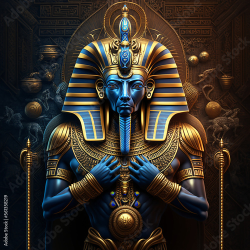 Ancient Egyptian mythology. Amun, the ancient Egyptian mythological god. Created with Generative AI technology.