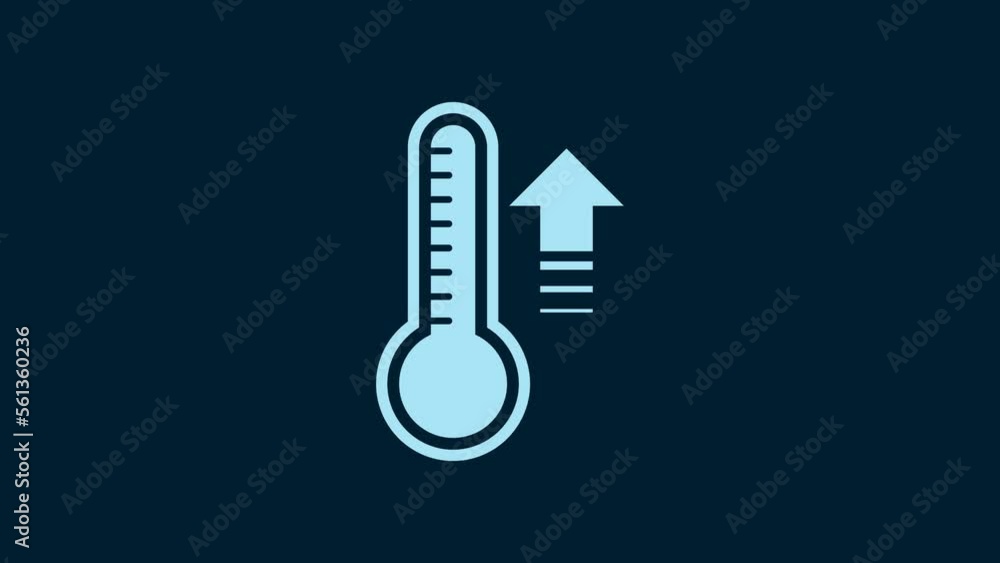 White Meteorology thermometer measuring heat and cold icon isolated on blue background. Thermometer equipment showing hot or cold weather. 4K Video motion graphic animation White Meteorology thermometer measuring heat and cold icon isolated on blue background. Thermometer equipment showing hot or cold weather. 4K Video motion graphic animation