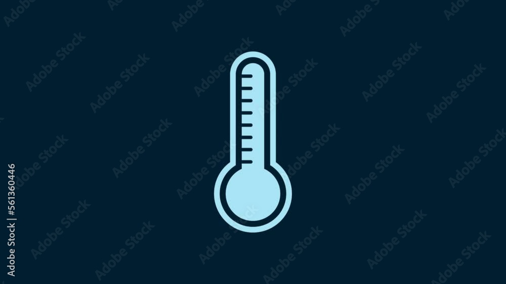 White Meteorology thermometer measuring heat and cold icon isolated on blue background. Thermometer equipment showing hot or cold weather. 4K Video motion graphic animation White Meteorology thermometer measuring heat and cold icon isolated on blue background. Thermometer equipment showing hot or cold weather. 4K Video motion graphic animation