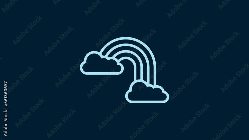 White Rainbow with clouds icon isolated on blue background. 4K Video motion graphic animation White Rainbow with clouds icon isolated on blue background. 4K Video motion graphic animation