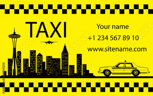 Taxi business card in black and yellow