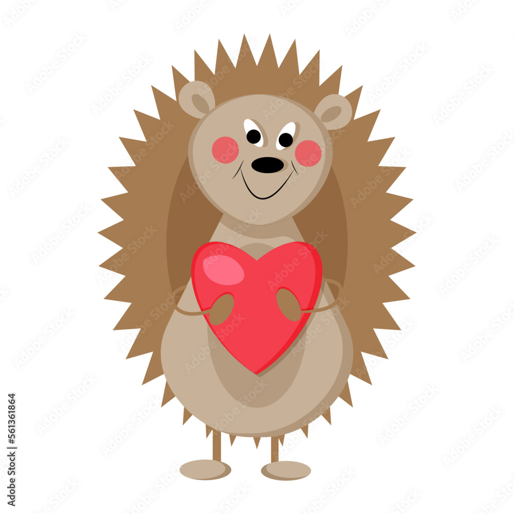 Cute hedgehogs with hearts. Happy Valentine s Day
