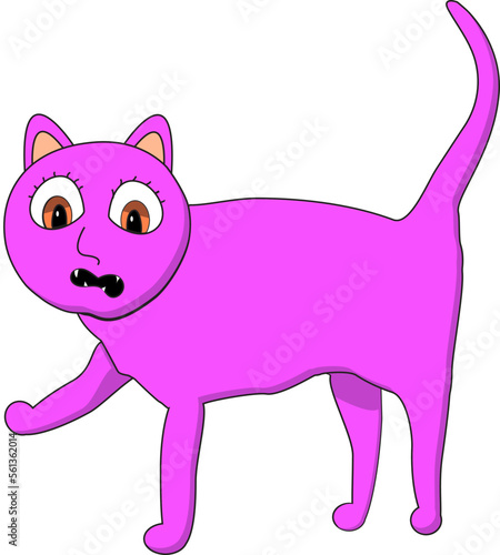 Pink dyed cat scared or surprised Scaredy Cat 