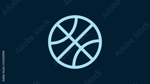 White Basketball ball icon isolated on blue background. Sport symbol. 4K Video motion graphic animation photo