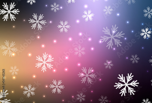 Dark Pink, Yellow vector texture with colored snowflakes, stars.