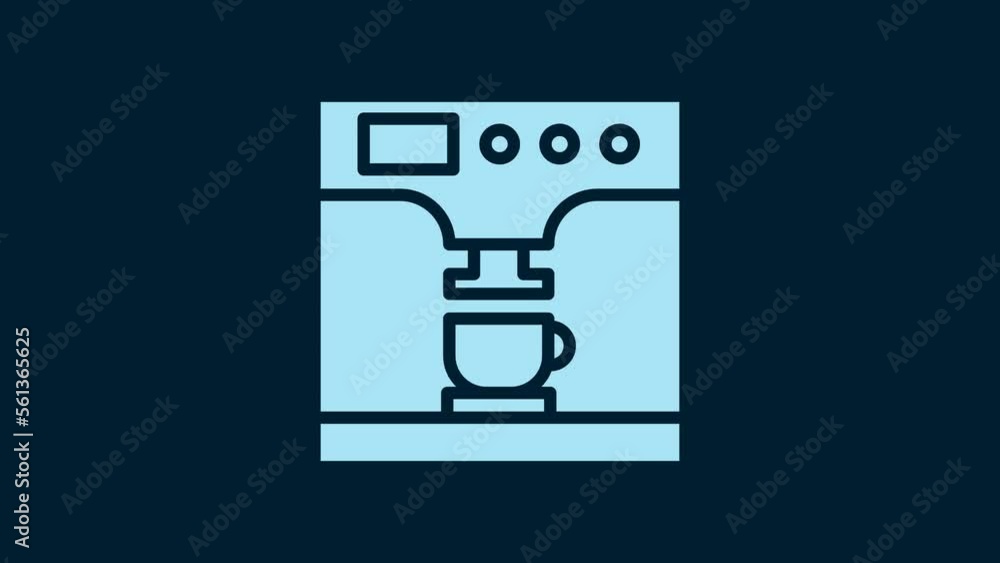White Coffee machine and coffee cup icon isolated on blue background. 4K Video motion graphic animation White Coffee machine and coffee cup icon isolated on blue background. 4K Video motion graphic animation