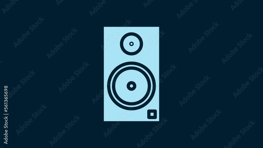 White Stereo speaker icon isolated on blue background. Sound system speakers. Music icon. Musical column speaker bass equipment. 4K Video motion graphic animation White Stereo speaker icon isolated on blue background. Sound system speakers. Music icon. Musical column speaker bass equipment. 4K Video motion graphic animation