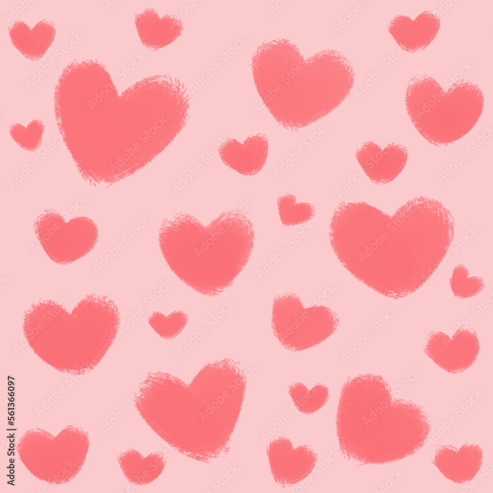 Cute sweet pink hearts as romantic seamless pattern background backdrop wallpaper, illustration of love for Valentine's Day