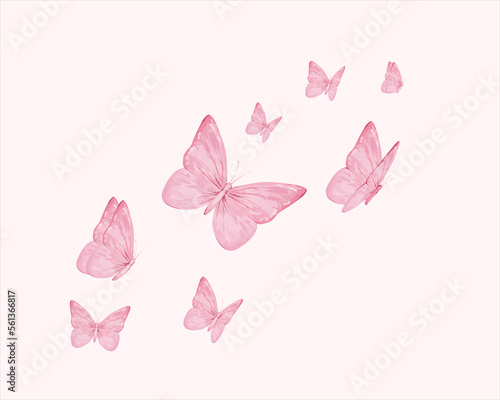 pink watercolor and butterflies illsutration
