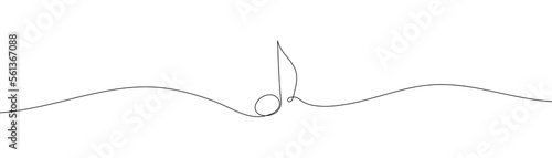 Quaver whole note vector illustration, continuous line art drawing style. Minimalism sign and symbol of music.