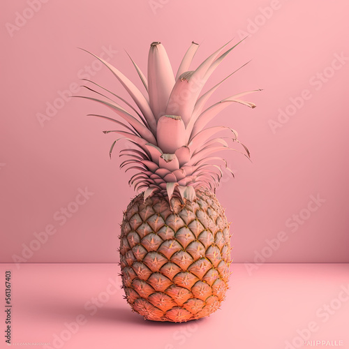 Generative AI illustration of pineapple in pink background