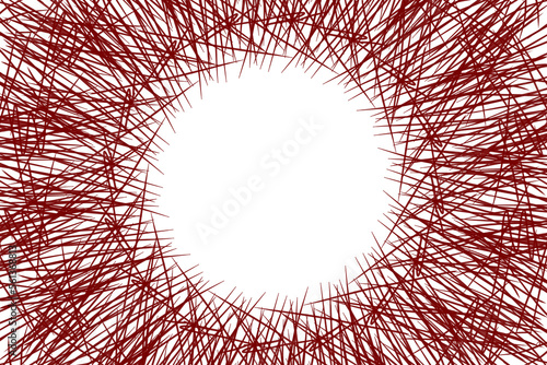 Fényképezés Drawn round frame made of sharp lines and abundant shading in red