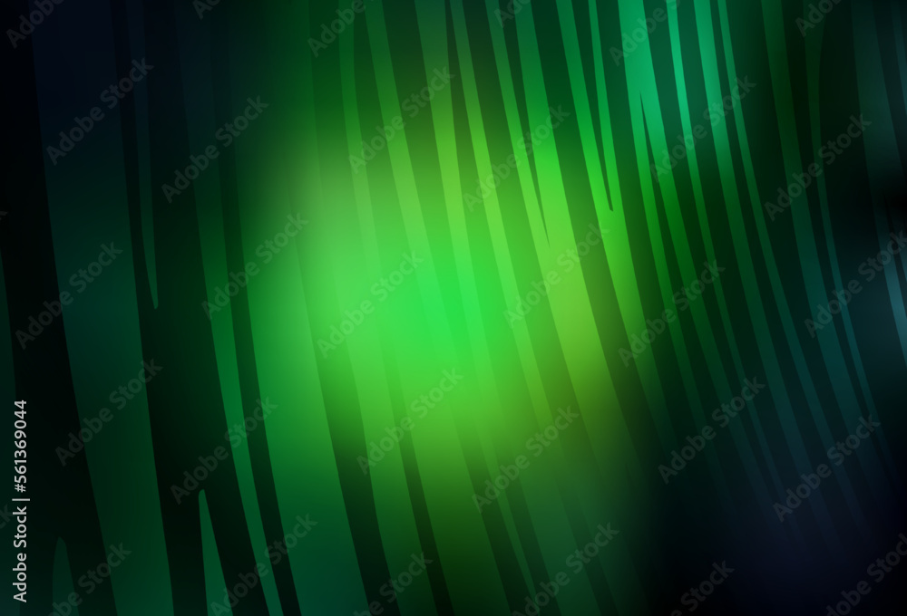 Naklejka premium Dark Green vector pattern with curved lines.