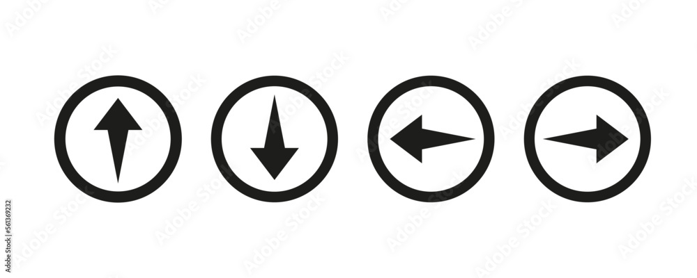 Arrow icon vector on round . Black arrows in circle on white background. 10 eps Arrow icon vector on round . Black arrows in circle on white background. 10 eps
