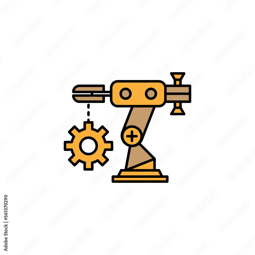 Robotics assembly outline icon. Signs and symbols can be used for web, logo, mobile app, UI, UX on white background Robotics assembly outline icon. Signs and symbols can be used for web, logo, mobile app, UI, UX on white background