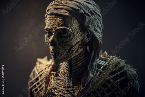 Photo egyptian mummy, created by a neural network, Generative AI technology