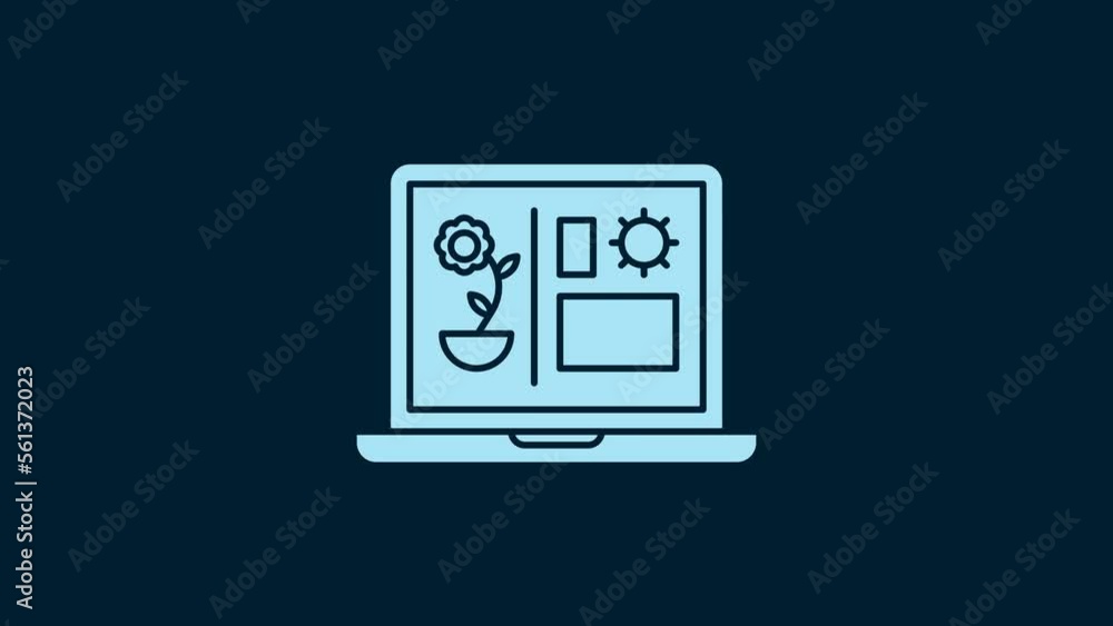 White Smart farming technology - farm automation system icon isolated on blue background. 4K Video motion graphic animation