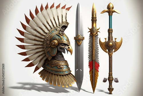 inca aztec weapons warrior feathers eagle, fantasy  photo