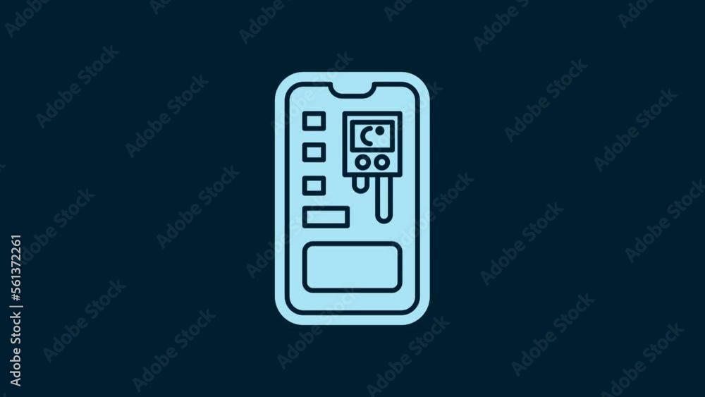 White Smart control farming system mobile application icon isolated on blue background. 4K Video motion graphic animation White Smart control farming system mobile application icon isolated on blue background. 4K Video motion graphic animation
