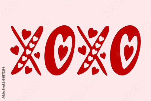 Hugs and kisses abbreviation. Love symbol. Vector