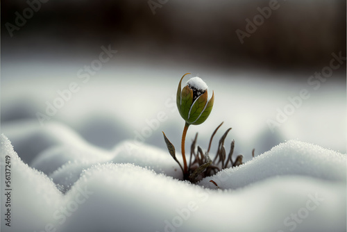 bud of a plant in winter photo