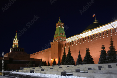 Obraz na płótnie Moscow Kremlin and Red Square at night w salonie