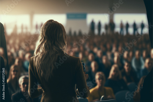 Woman presenting at conference
