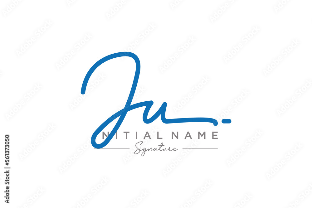 Initial JU signature logo template vector. Hand drawn Calligraphy lettering Vector illustration.