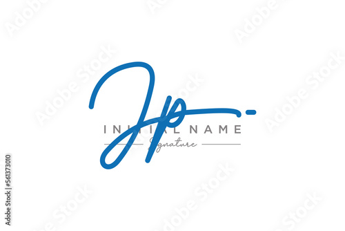 Initial JP signature logo template vector. Hand drawn Calligraphy lettering Vector illustration.