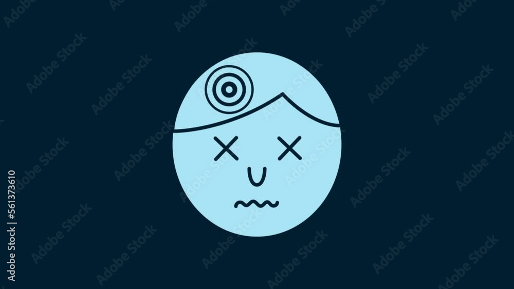 White Man having headache, migraine icon isolated on blue background. 4K Video motion graphic animation White Man having headache, migraine icon isolated on blue background. 4K Video motion graphic animation