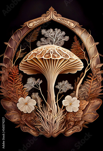 Generative AI abstract render of a mushroom